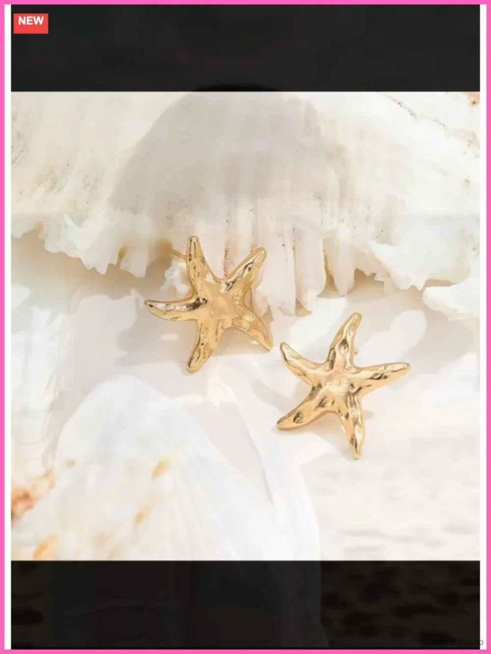 14K Gold Plated Starfish Earrings Studs Hypoallergenic Lightweight Beach Jewelry